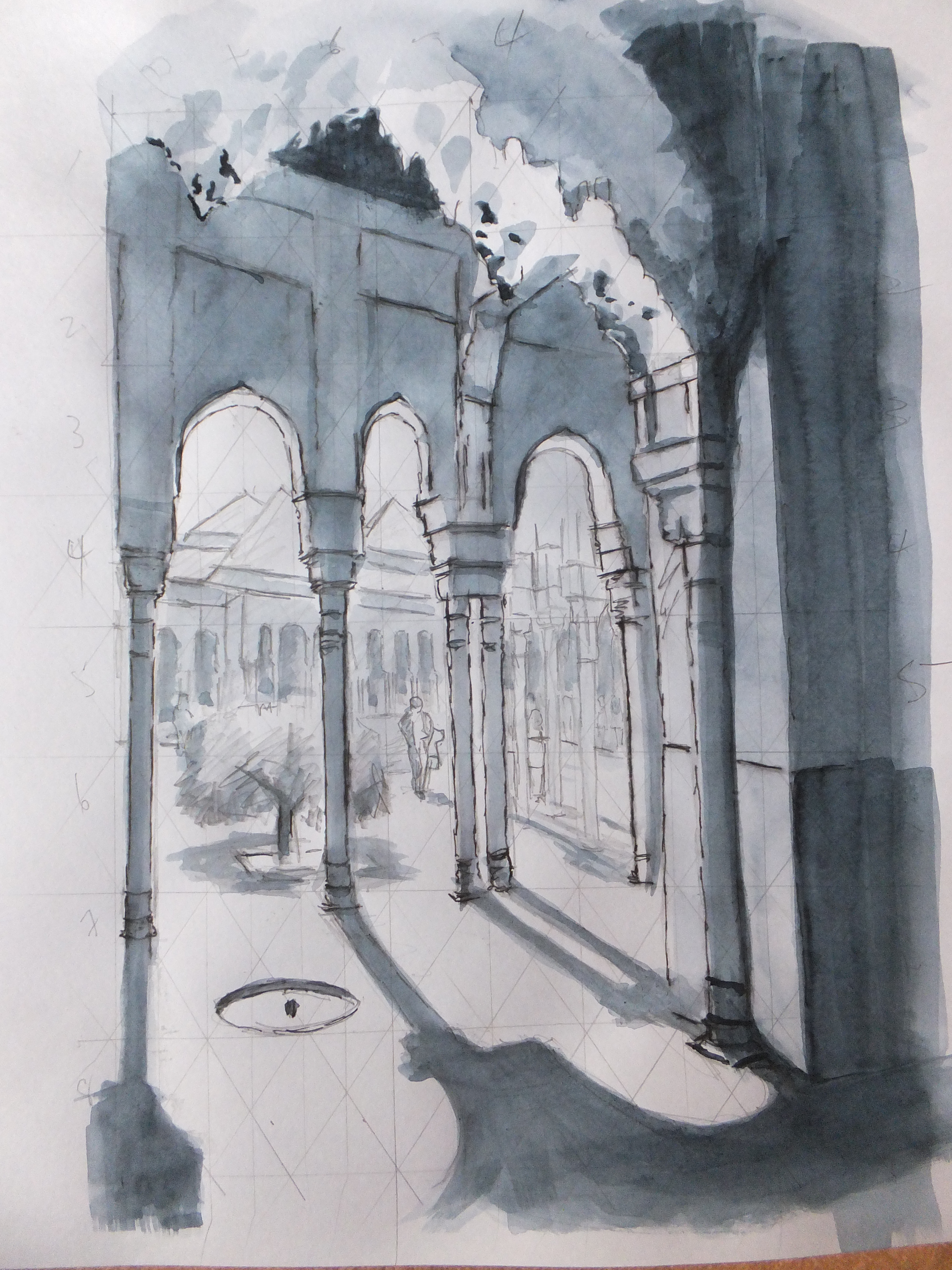 Alhambra Sketch Lion Courtyard
